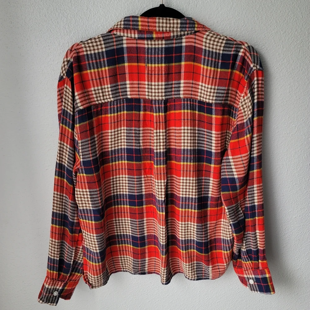 Aerie Plaid Flannel Pajama Sleep Shirt Size Small In Red/Blue Plaid NWT